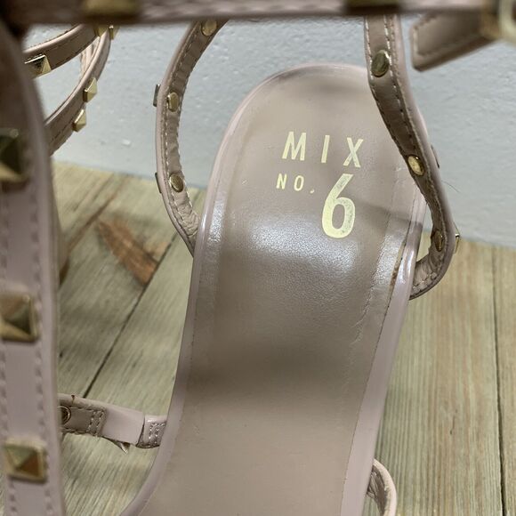 DSW MIX NO. 6® Kamari Studded Tan Gold Chunky Heel Cage Sandal in Size 10 US - Picture 3 of 8